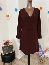 H&M Damen Kleid Coctailkleid Braun Groß Gr: 44