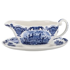 Sauciere mit Teller einteilig Enoch Wedgwood Royal Homes of Britain Blue