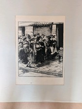 HEINRICH ZILLE Lithografie Kartoffelstehen 1916 Berlin Bildermann Kunst Art 