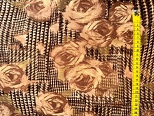 Coupon HOLLAND STOFF Rosen braun BAUMWOLLE ELASTHAN STRETCH ca.145x150mm