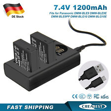 2x Akku+Ladegerät für Panasonic DMW-BLE9 DMW-BLG10 DMC-GF3 Lumix DC-GX9 GF5 GF6