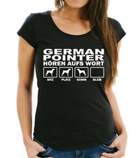 SALE German Pointer Deutsch Kurzhaar Hört Hundemotiv Kopf Damen T-Shirt lustig S