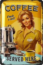 Retro Blechschild Kaffee Deko für Küche, Coffee Bar Schild, Kaffee Schild