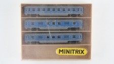 Schiebetrix/Minitrix N Konvolut Personenwagen blau, Gepäckwagen blau