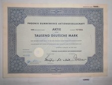 1000 Mark Aktie Phoenix Gummiwerke AG Hamburg-Harburg Juni 1960 (128562)