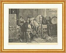 Lockvögel Zirkus Pferde Kinder Tiere Hund Affen Trommel Plakat Holzstich E 9399