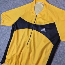 Vintage adidas Radtrikot Gelb Schwarz | 90s Fahrrad Trikot Retro Jersey L/XL