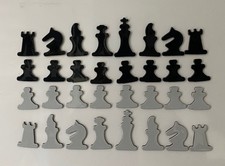 Magnetische Metall Schachfiguren zur Demonstration grau/schwarz König ca. 50 mm*