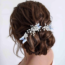 Blume Haarnadeln Schmetterling Braut Hochzeit Haarteil Silber Perle Haarschmuck 