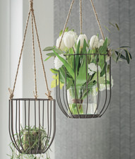 Hänger Korb Glaseinsatz Sisal Blumen Kerzen Haus Garten Terrasse 20/24cm Auswahl