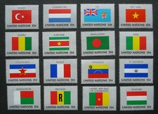 UNO NY New York 1980: Satz Flaggen der Mitgliedstaaten Flaggenserie,16 Werte, **