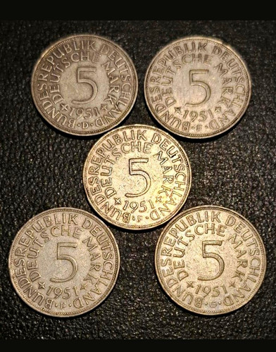 Silbermünzen 1951 - 5x, dm