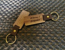 Holz Schlüsselanhänger Leder