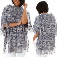 Damen Poncho Pullover warm
