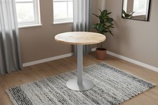 Bistrotisch massiv Mango rough rund 70 cm Säulengestell-rund silber EMILIO