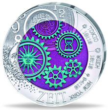 Österreich 25 Euro 2016 Die Zeit  Silber-Niob Handgehoben mit OVP