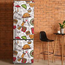 Kühlschrank Tür Dekoration Aufkleber Klebefolie Lebensmittel Hamburger Pommes