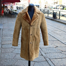 Herren beige Wildledermantel Gepolsterter Innenraum lammfell kragen Größe XL