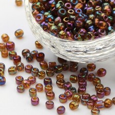 ROCAILLES GLASPERLEN 40 gr. RAINBOW PLATED DARK GOLDENROD 4 mm /768