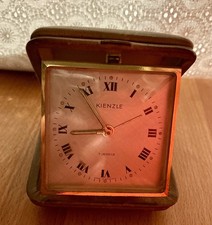 Kienzle Reisewecker Mechanisch, 7 Rubis, Leder-Etui Messing Funktioniert