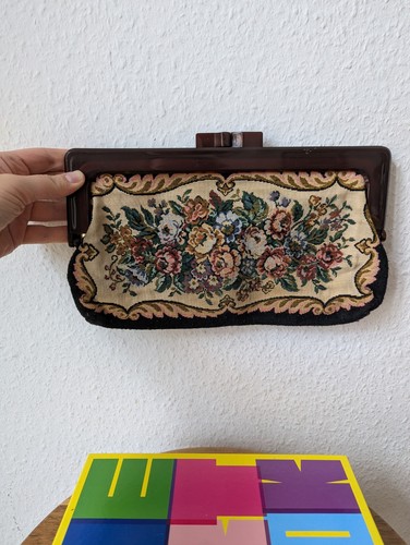 Vintage gobelin clutch - vintage, tasche