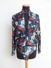 Blau bunter Blumen Satin