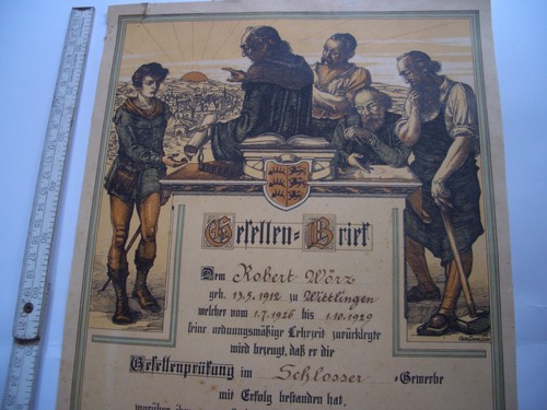 Schmied orig 1929 - schmied, urkunde