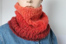 Alpaka-Strickschal orange