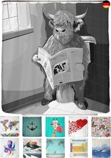 arteneur® - Beschäftigte Kuh - Anti-Schimmel Duschvorhang 180x200 - Recycelt m