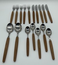 EICHENLAUB Ersatz Restbesteck Tafel- Menü- Speisebesteck Teak Holz Form 17 Teile