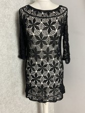 Damen Schwarz Häkel Spitze