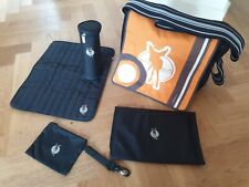 Lässig Wickeltasche schwarz/orange + Wickelunterlage + zusätzliche Frontklappe!!