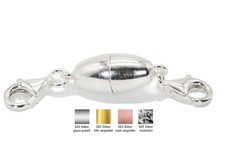 Olive Magnetverschluss, Kettenverlängerung oder Doppelkarabiner in 925 Silber