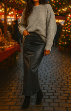 Topshop Damen Denim dehnbarer Maxirock in beschichtetem Indigo UVP 48 £