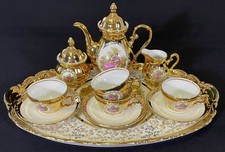 MHM BAVARIA Service MOKKASERVICE f. 4 Pers BAROCKE SZENE Gold 22 Karat FRAGONARD