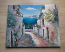 Leinwand Ölgemälde Meer Häuser Mediterrane Landschaft Unikat signiert handgemalt
