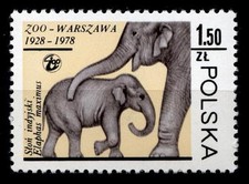 Indischer Elefant. 1W. Polen 1978