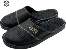 VIP Herren Leder Winter warme Hausschuhe Schafwolle Pantoffeln Schaffell