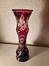 alte massive Glas Vase,  geschliffen, rubinrot ,  Höhe 25cm, schwere Qualität