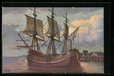 Künstler-AK Christopher Rave: Holländischer Dreimaster Galjot, 18. Jahrh. 