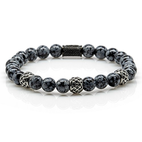 Obsidian bracelet beaded - obsidian,