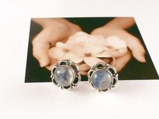 Ohrringe Ohrstecker 925 Sterling Silber Mondstein Edelstein Vintage Style NEU