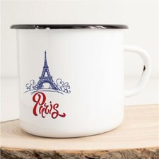 Emaille Tasse Paris Vintage Geschenkidee Souvenir Präsent Wichtelgeschenk Mitbri