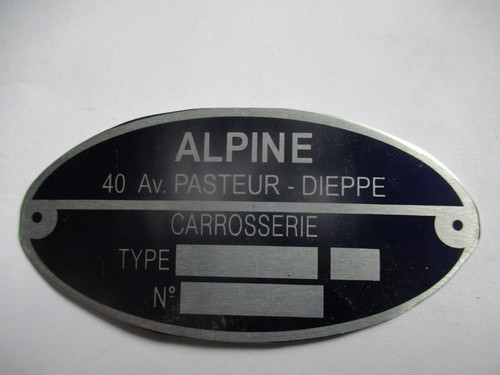 Typenschild renault alpine - typenschild,