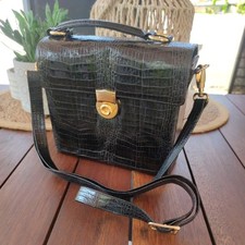 Picard Damen Umhängetasche Koffer Krokoprägung Leder Schultergurt Staubbeutel