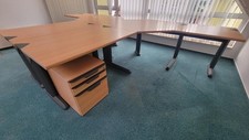 Eckschreibtisch Kombination, Rollcontainer, höhenverstellbar