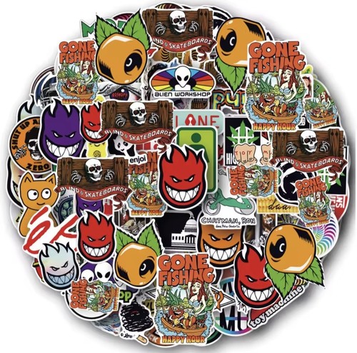 100 skateboard sticker set - skateboard,
