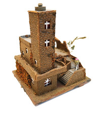 OWO  - Kirche Ruine - Holz Pappe Mischbau - H0 / TT - Gebäude Häuser --- CK 1363
