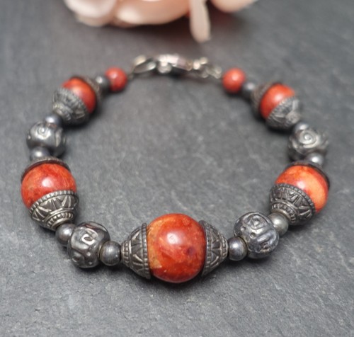 Vintage rhodonit armband - vintage,
