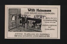 BERLIN, Werbung 1909, Willi Heinemann Holz-Rohr-Möbel-Fabrik